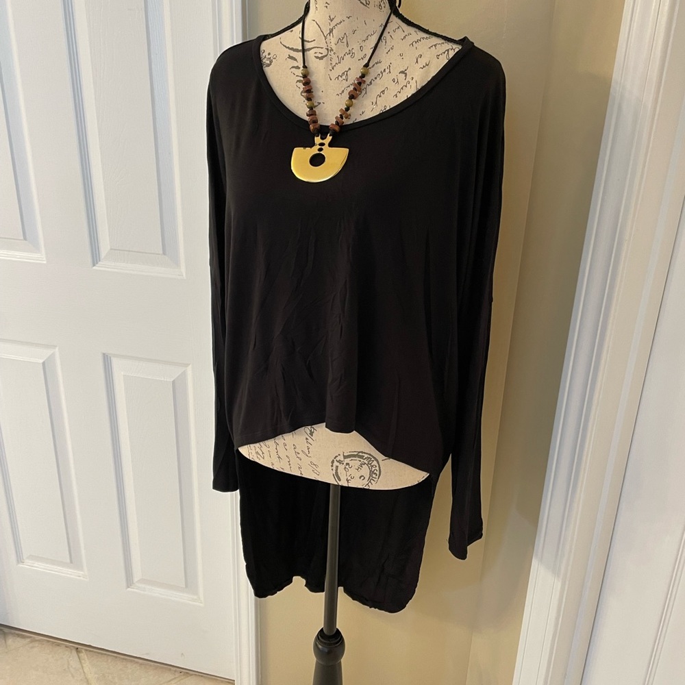 DOLCE BIANCA | Sleek & Stylish Black Long Sleeve High/Low Bodycon Tunic NWOT